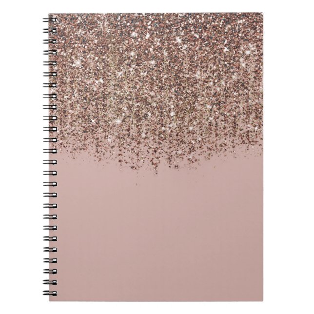 Taupe  Rosa Bronze Ro Guld Glitter Glam Anteckningsbok (Framsidan)