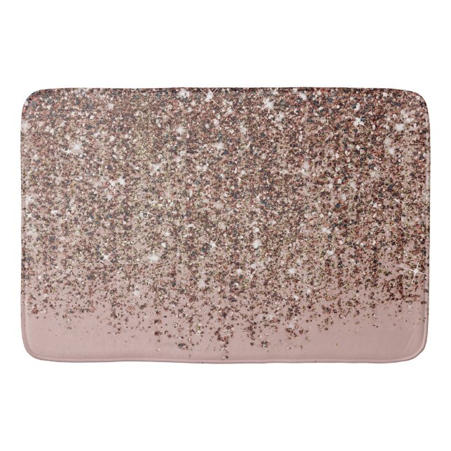 Taupe  Rosa ros Bronze Guld Glitter Glam Badrumsmatta (Framsidan)