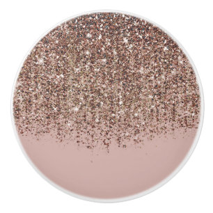 Taupe  Rosa ros Bronze Guld Glitter Glam Knopp