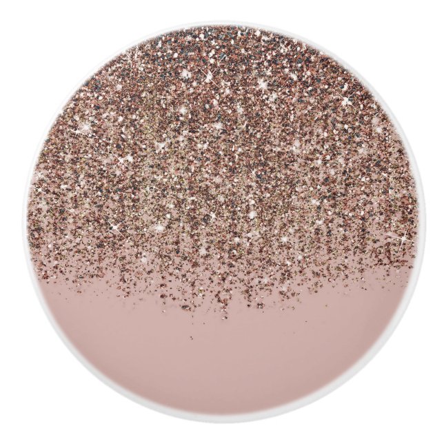 Taupe  Rosa ros Bronze Guld Glitter Glam Knopp (Framsidan)