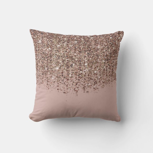 Taupe  Rosa ros Guld Bronze Glitter Cascade Kudde (Framsida)