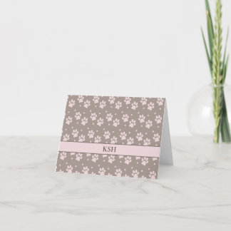 Taupe & Rosa Tass-mappad anteckningskort, Personli Tack Kort