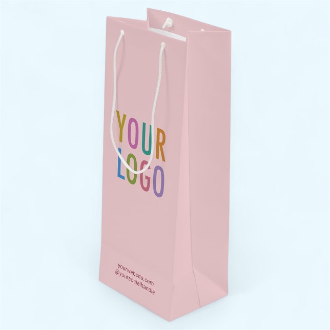 Taupe Rosa Vin Gift Bag med Anpassningsbar Company (MISOOK Taupe Pink Wine Gift Bag with Logo)