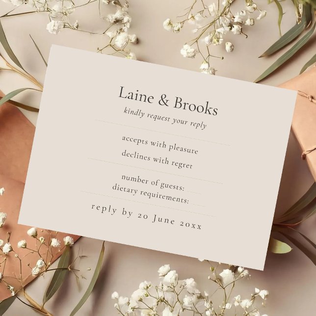 Taupe RSVP Card | Minimal Elegant Wedding Response OSA Kort (Skapare uppladdad)