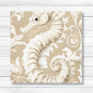 Taupe Seahorse och Flouruses Coastal Canvastryck