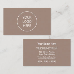 Taupe Simple Modern Add Your Logotyp Affärskort Visitkort
