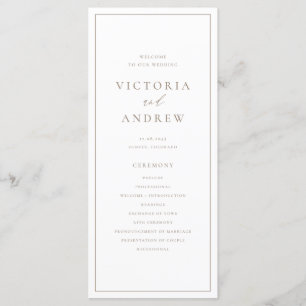Taupe Simple Typography Formal Bröllop Program