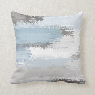 Taupe Slate Blue Abstrakt Brushstrokes Kudde