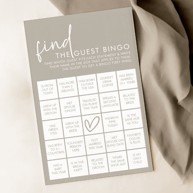 Taupe-spel med minimal Möhippa Gäst Bingo-spel (Skapare uppladdad)