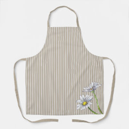 Taupe Striped Floral Watercolor Daisy