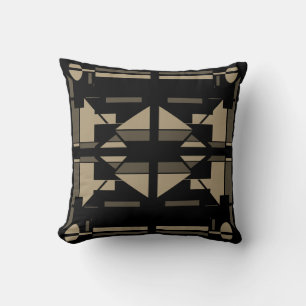 Taupe Tan Black Southwest look Symmetrical Motif Kudde