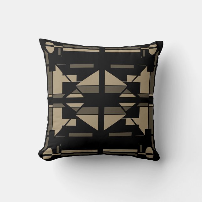 Taupe Tan Black Southwest look Symmetrical Motif Kudde (Framsida)
