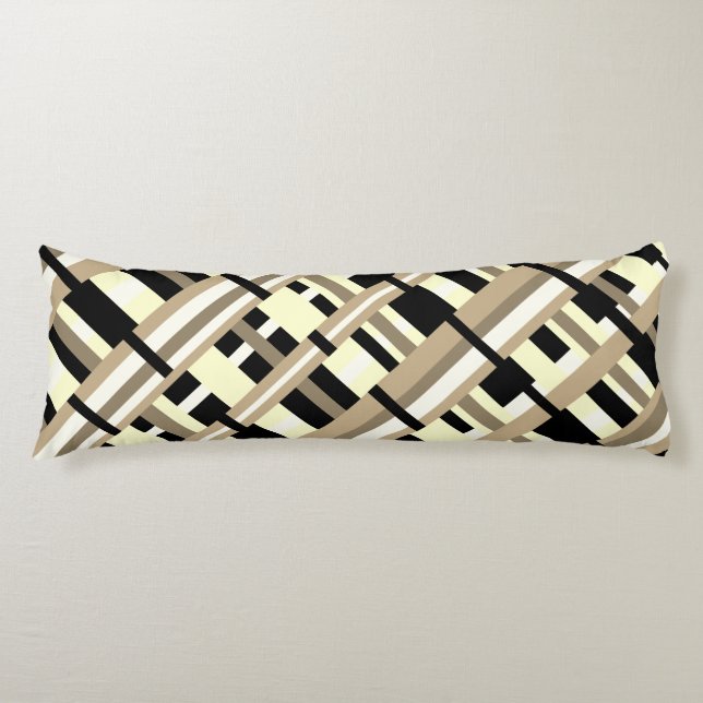 Taupe, Tan, Black, White Diagonal Kroppskudde (Framsidan)