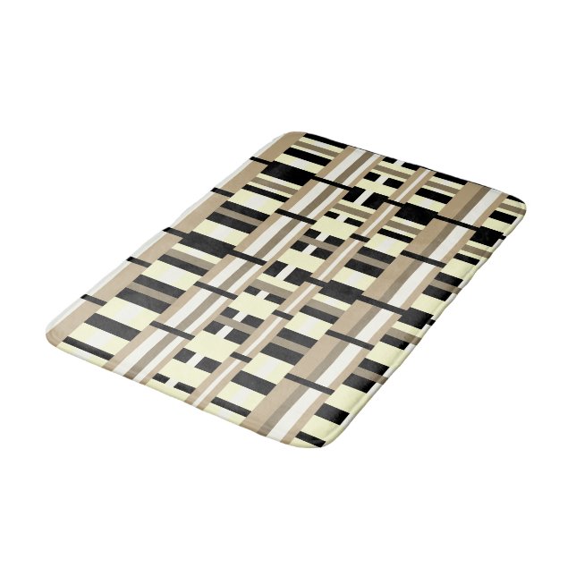 Taupe, Tan, Black, White Modern Badrumsmatta (Vinklad)