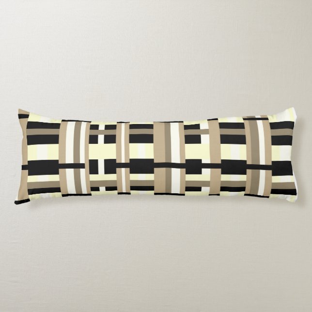 Taupe, Tan, Black, White Modern Kroppskudde (Framsidan)