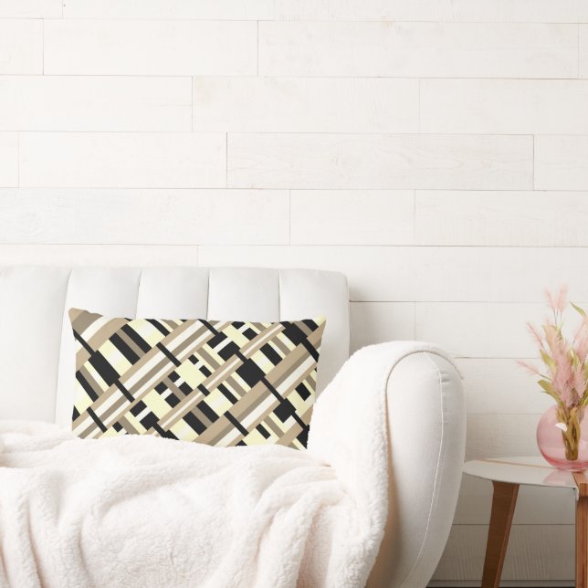 Taupe, Tan, Black, White Modern Lumbarkudde (Soffa)