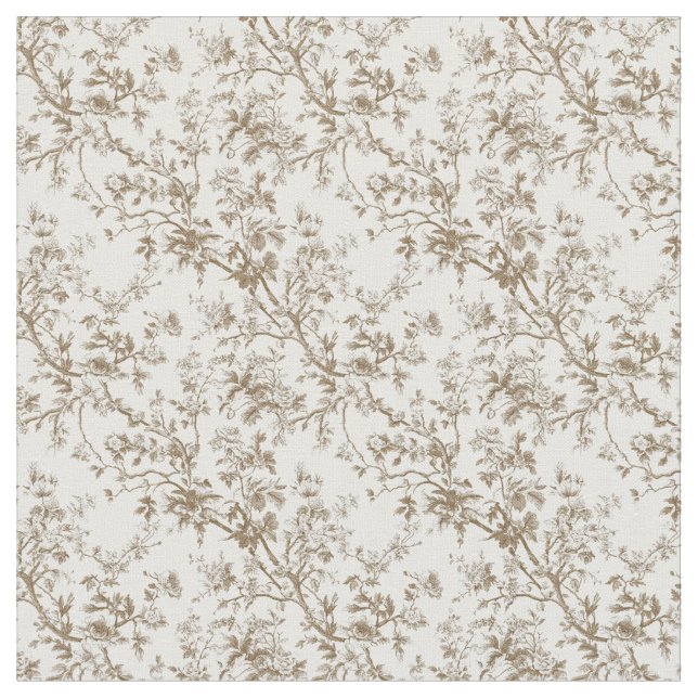 Taupe Toile med Ro och Grenar Tyg (Närbild)