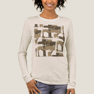 Taupe-träkol-Grått, benvitt geometriskt MCM-utseen T Shirt