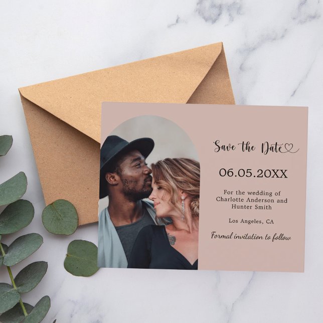 Taupe valv fotobudget bröllop Save the Date (Skapare uppladdad)