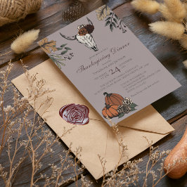 Taupe västerländsk Thanksgiving ko-skalle höstskör Inbjudningar