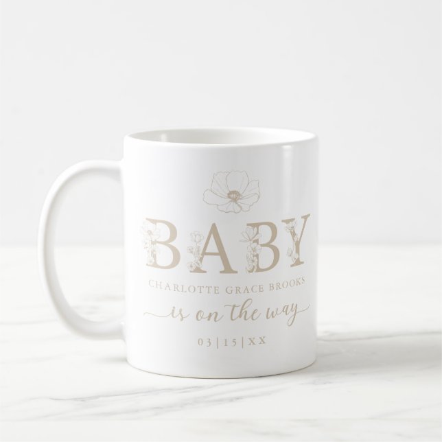 Taupe Vildblomma Bebis Annonsering Kaffe Mugg (Vänster)