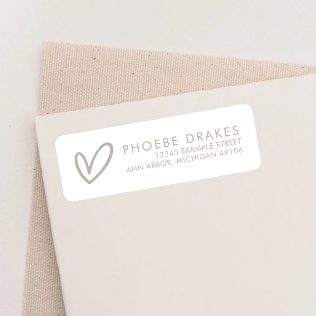 Taupe & Vit Minimal Bröllopsdusch Returadress Etikett (Skapare uppladdad)