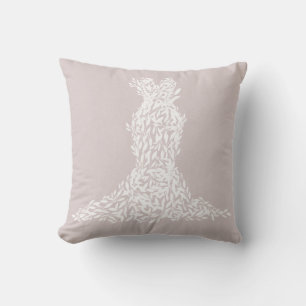 Taupe & Vita Blad Mordern Mode Chic Klänning Kudde