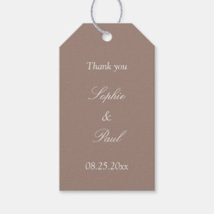 Taupe Wedding Favor Tack Gift-Märkre Presentetikett