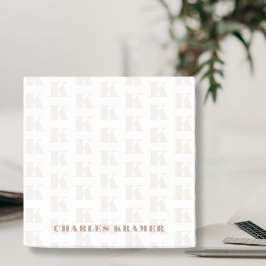 Taupe White Minimum Bold Monogram Initial Brev Post-it Block