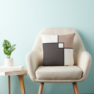 Taupe White Squares Kudde