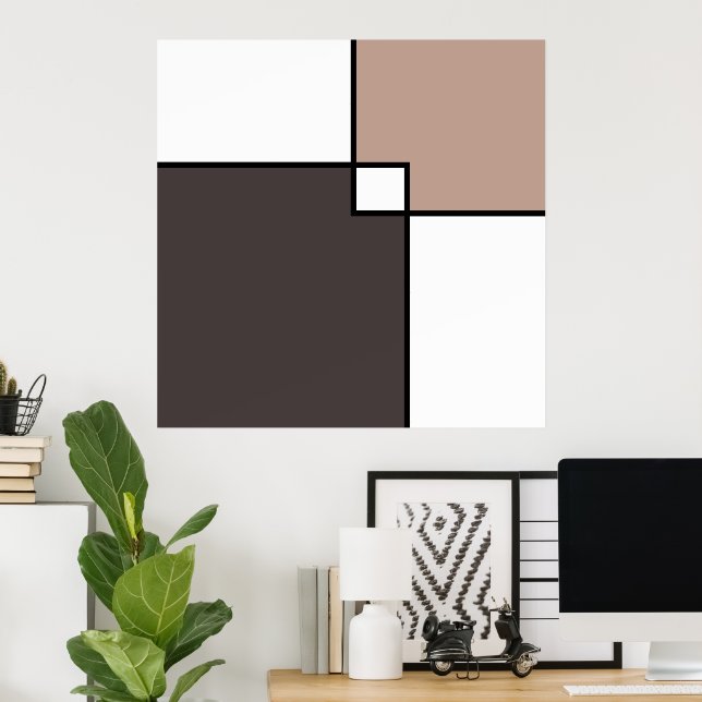 Taupe White Squares Poster (Hemmakontoret)