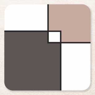 Taupe White Squares Underlägg Papper Kvadrat