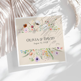 Taupe Wildblomme Meadow Bröllop Napkins Pappersservett