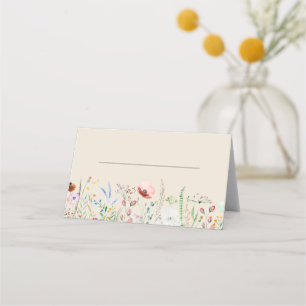 Taupe Wildblomme Meadow Bröllop Placeringskort