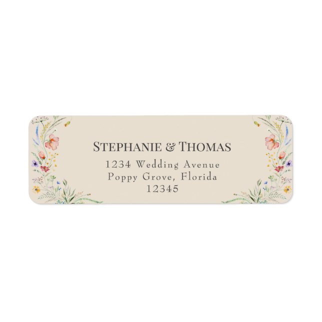Taupe WildblommReturn-adressetikett Returadress Etikett (Framsidan)