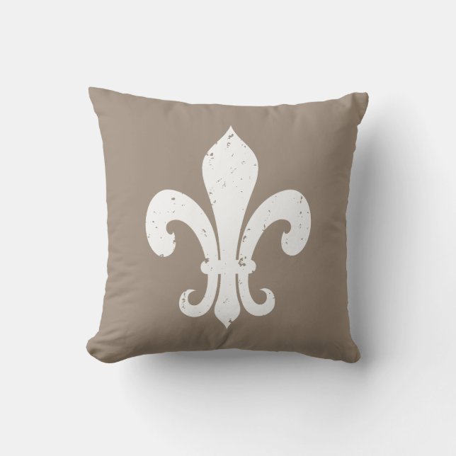 Taupefärgfleur de lis dekorativ kudde (Framsida)