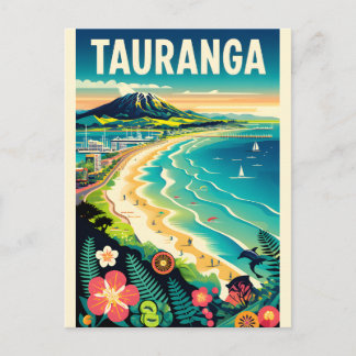 Tauranga Nya Zeeland Retro Resemaffisch Konst Helg Vykort