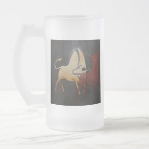 Taurean Bulls Animal Abstrakt Art Frostat Ölglas