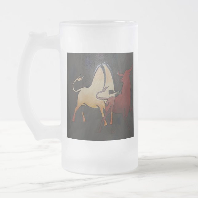 Taurean Bulls Animal Abstrakt Art Frostat Ölglas (Vänster)