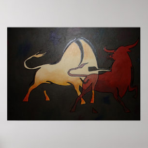 Taurean Bulls Animal Abstrakt Art Poster