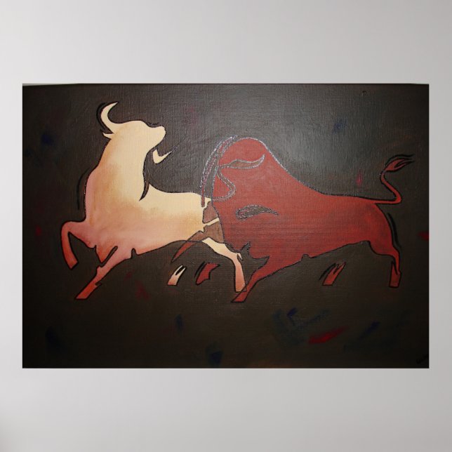 Taurean Bulls Animal Art Poster (Framsidan)