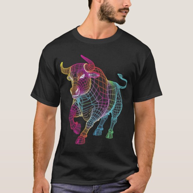 Taureau puissant  coloré t shirt (Framsida)