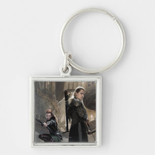 TAURIEL™- och LEGOLAS GREENLEAF™-film Poster 2 Fyrkantig Silverfärgad Nyckelring