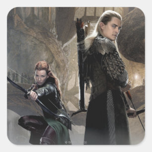 TAURIEL™- och LEGOLAS GREENLEAF™-film Poster 2 Fyrkantigt Klistermärke