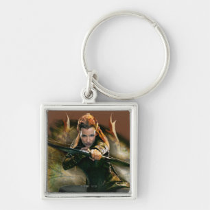 TAURIEL™ Teckning Bow Fyrkantig Silverfärgad Nyckelring