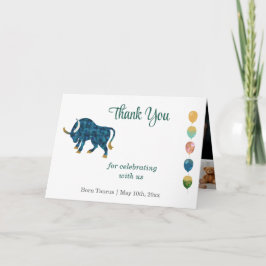 Taurus 1-års födelsedag Guld & Foto Tack Kort