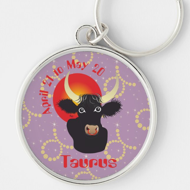 Taurus 21-20 maj rund silverfärgad nyckelring (Framsidan)