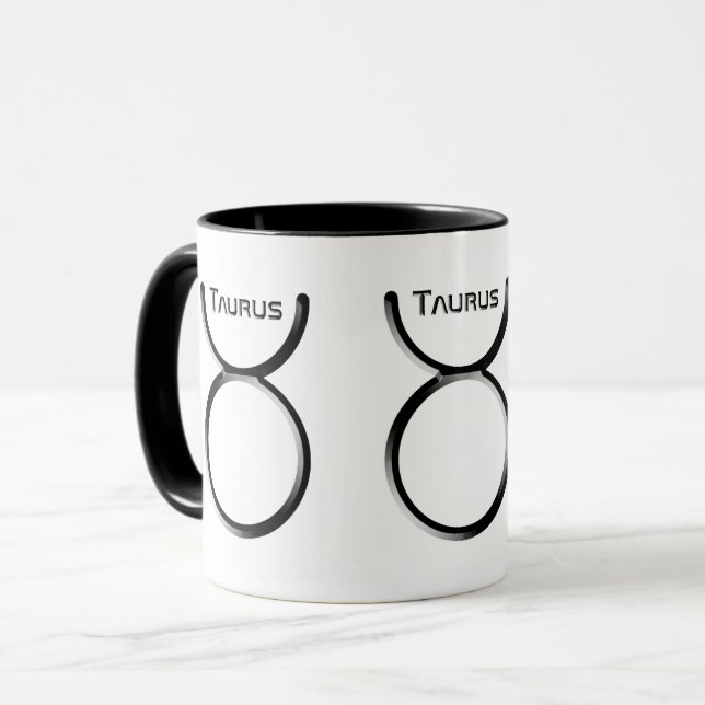 TAURUS, abstrakt utformning av Zodiac-signalen, Mugg (Framsida vänster)
