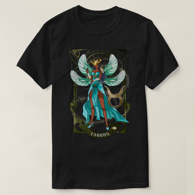 Taurus Anime Birthday Fairy Älvors Taurus Black G T Shirt (Design framsida)