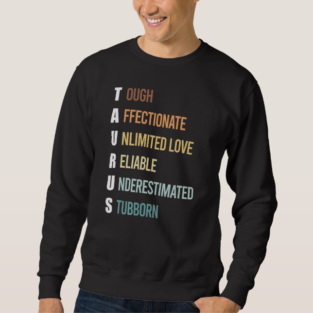 Taurus Apparel Zodiac Sign Facts Horoscope Astrolo Lång Ärmad Tröja (Framsida)